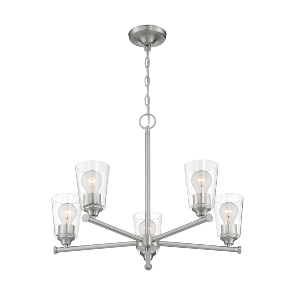 Nuvo Fixture, Chandelier, 5-Lght, Incandescent, 60W, 120V, A19, Medium Base, Shade Width: 4 in. 60/7185